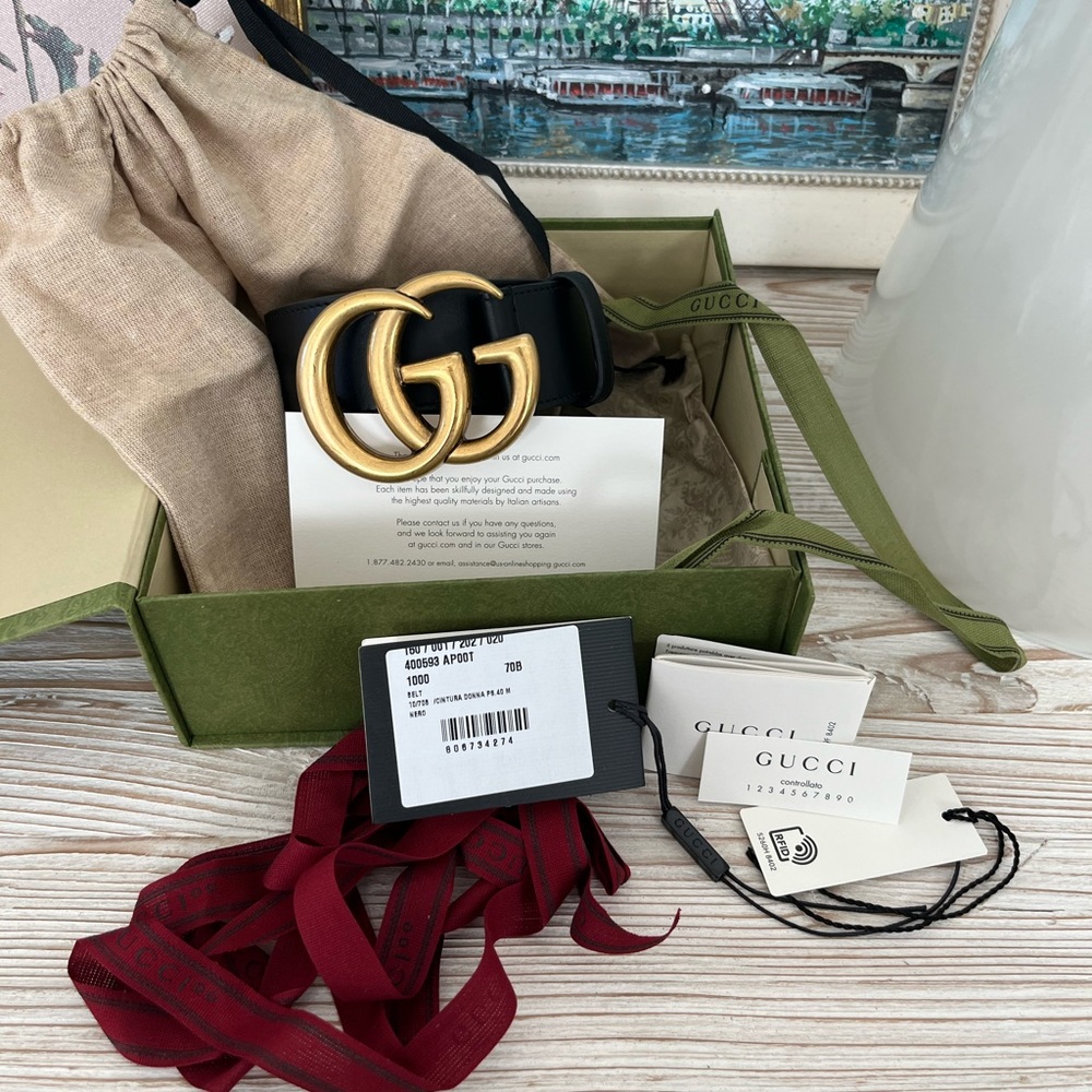 Gucci GG Marmont leather belt in black